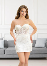 Christie | Bodycon Sweetheart Strapless Corset Short Lavender Homecoming Dress - PromDressClub